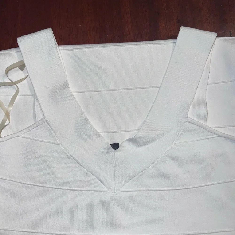 GUESS Marciano-White Bandage Bodycon Midi Dress - Picture 11 of 12